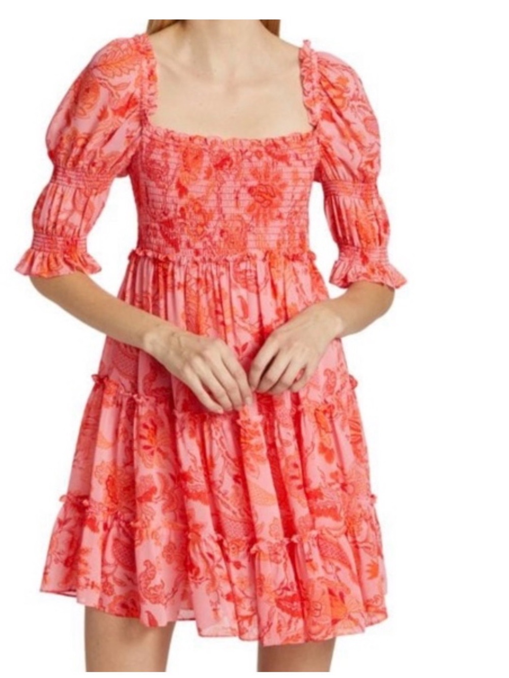 Cinq à Sept Jacky Puff-Sleeve Smocked Minidress